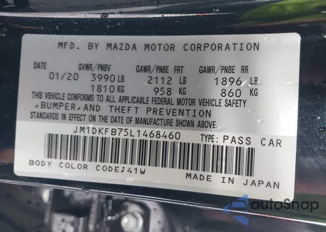 2020 Mazda Cx-3 Sport из США, поврежденный, VIN JM1DKFB75L1468460